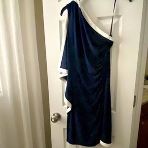 Ralph Lauren Navy Blue One Shoulder Dress